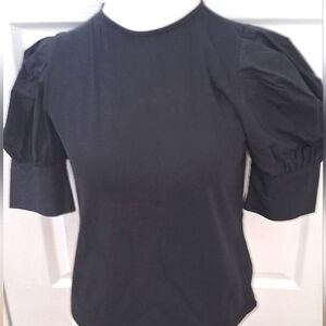 Oak & Fort Black T Shirt With Puffy Sleeves  Size S